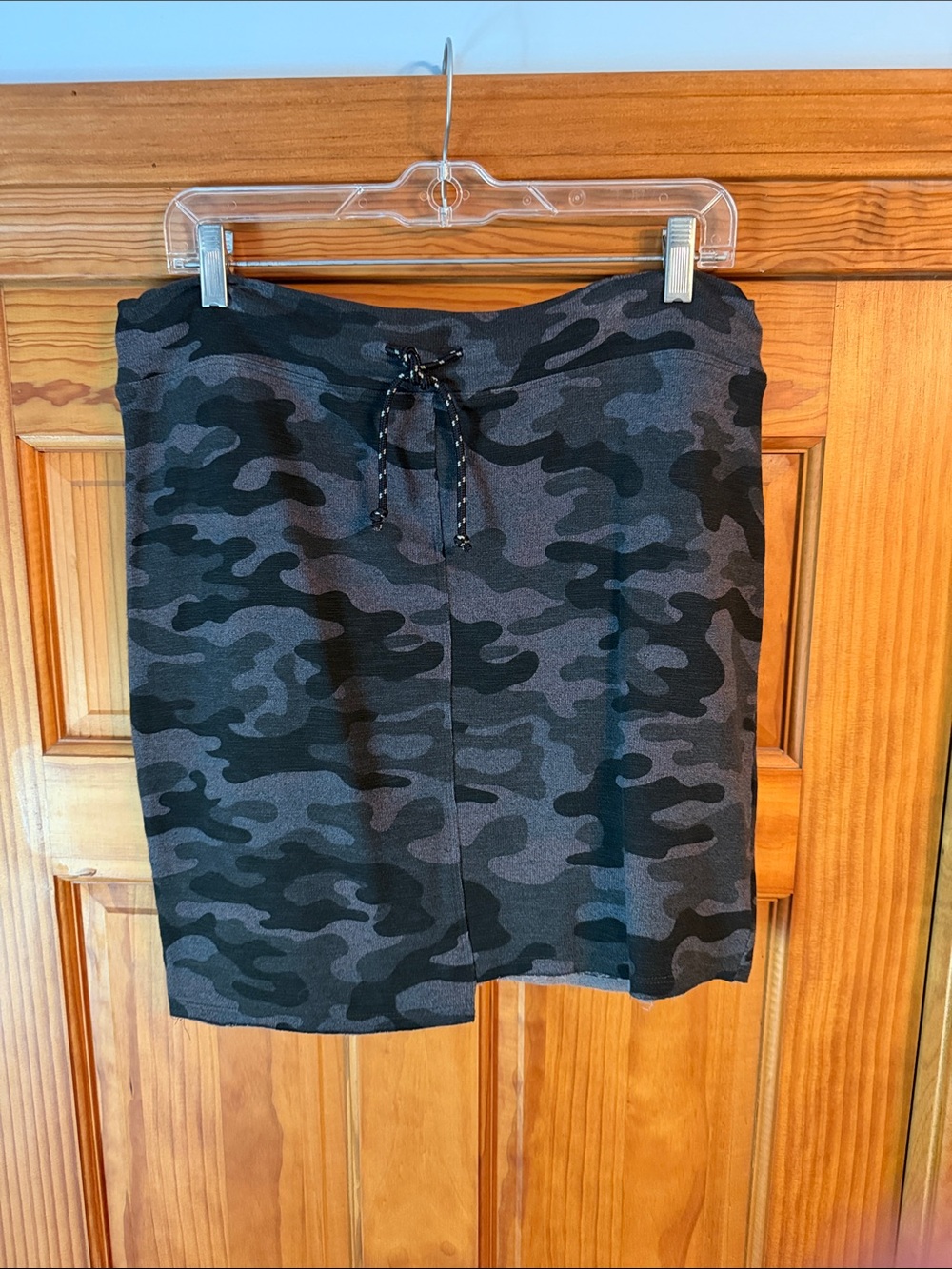 Sundry Black & Gray Camo Drawstring Mini Skirt